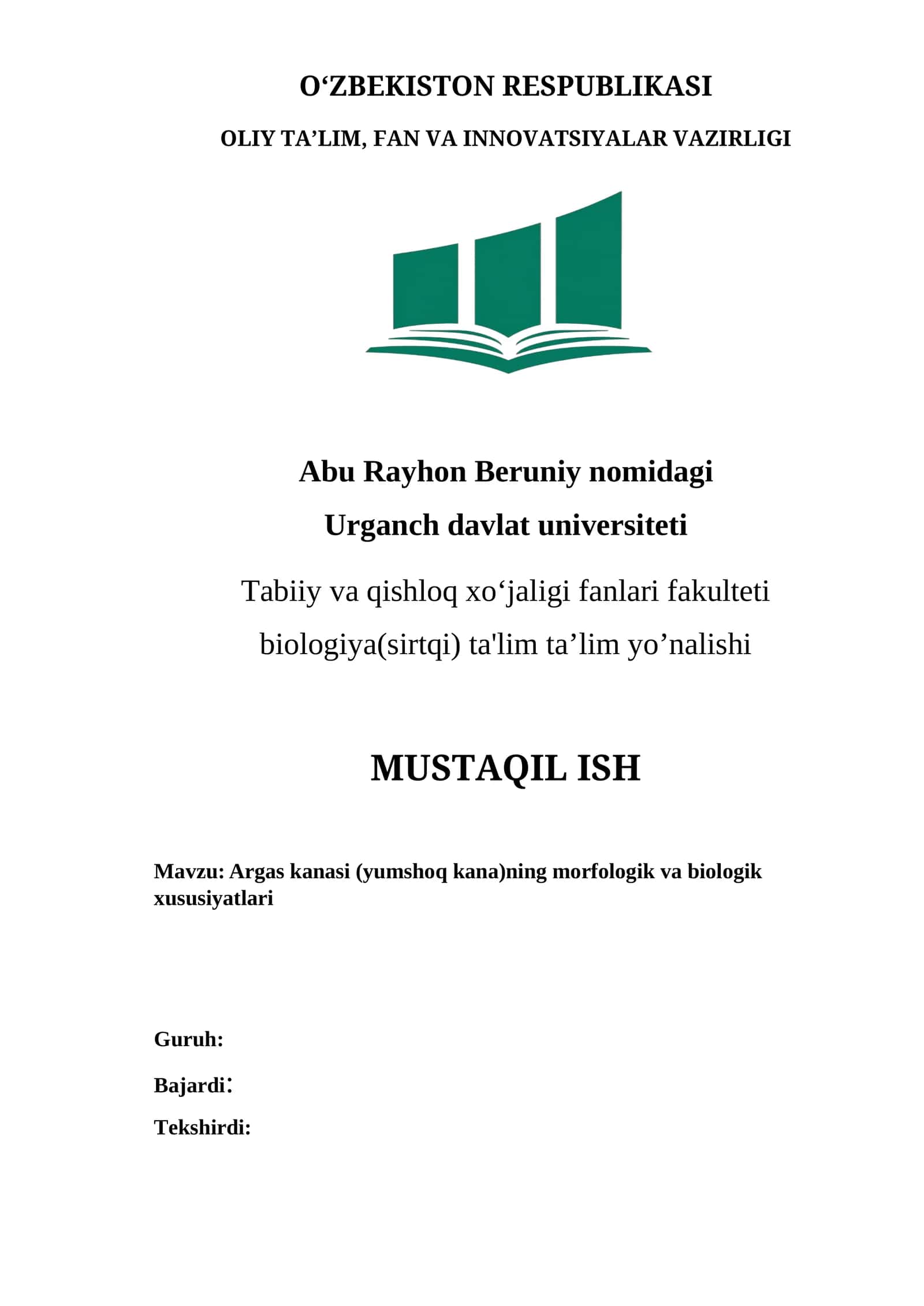 Argas kanasi (yumshoq kana)ning morfologik va biologik xususiyatlari