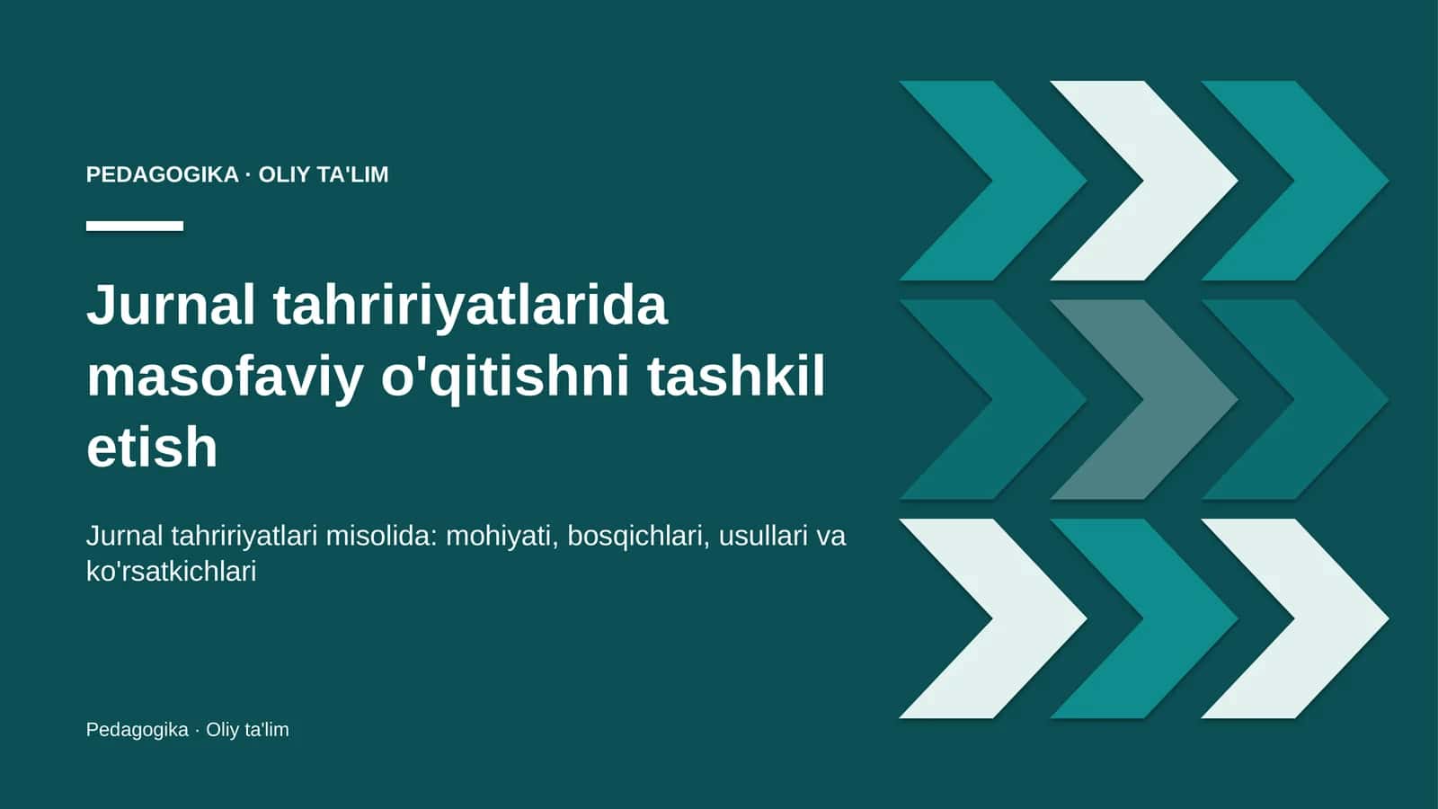 Jurnal tahririyatlarida masofaviy o'qitishni tashkil etish