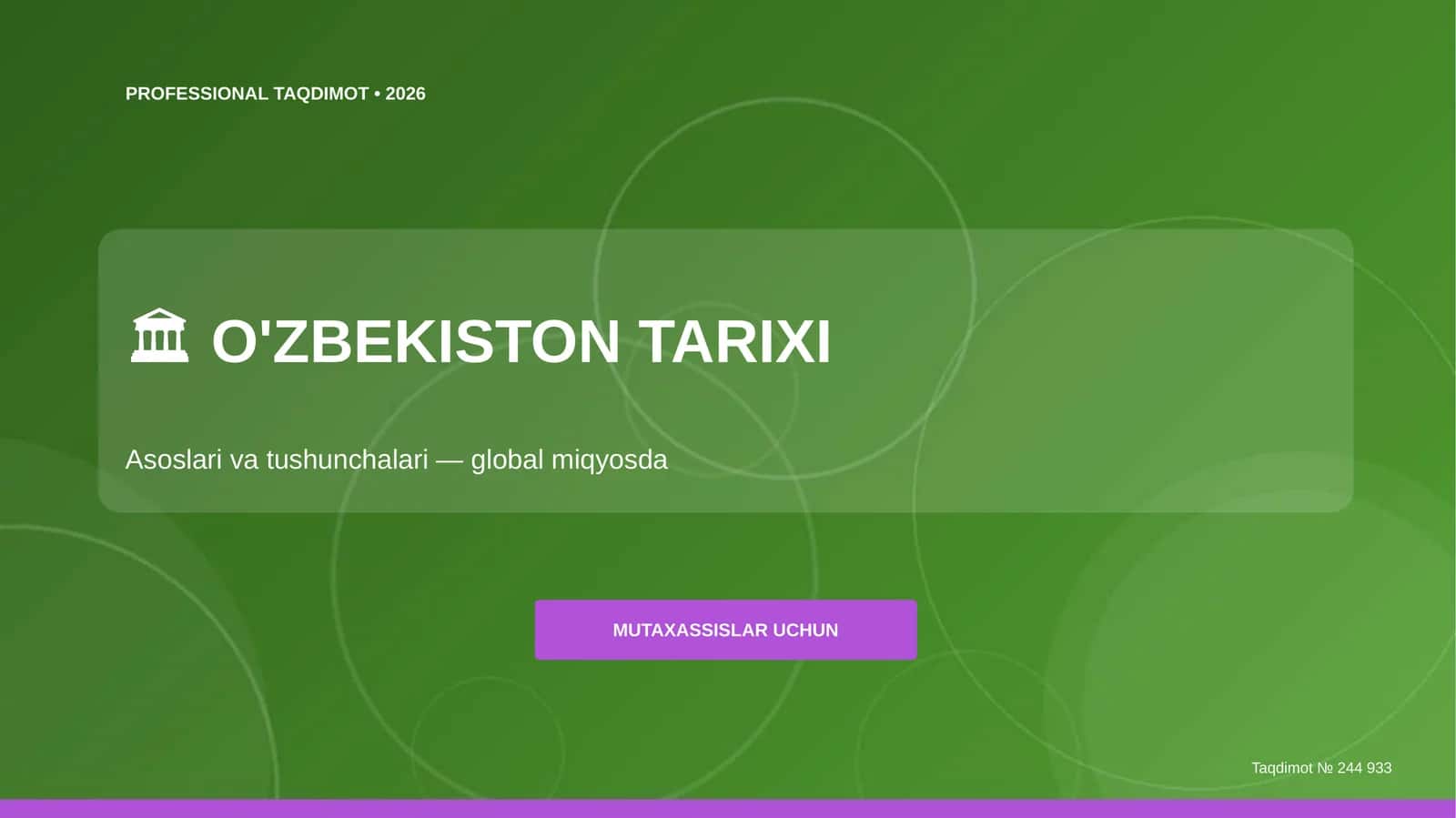 O'zbekiston tarixi: asoslari va tushunchalari (global miqyosda) [mutaxassislar uchun]