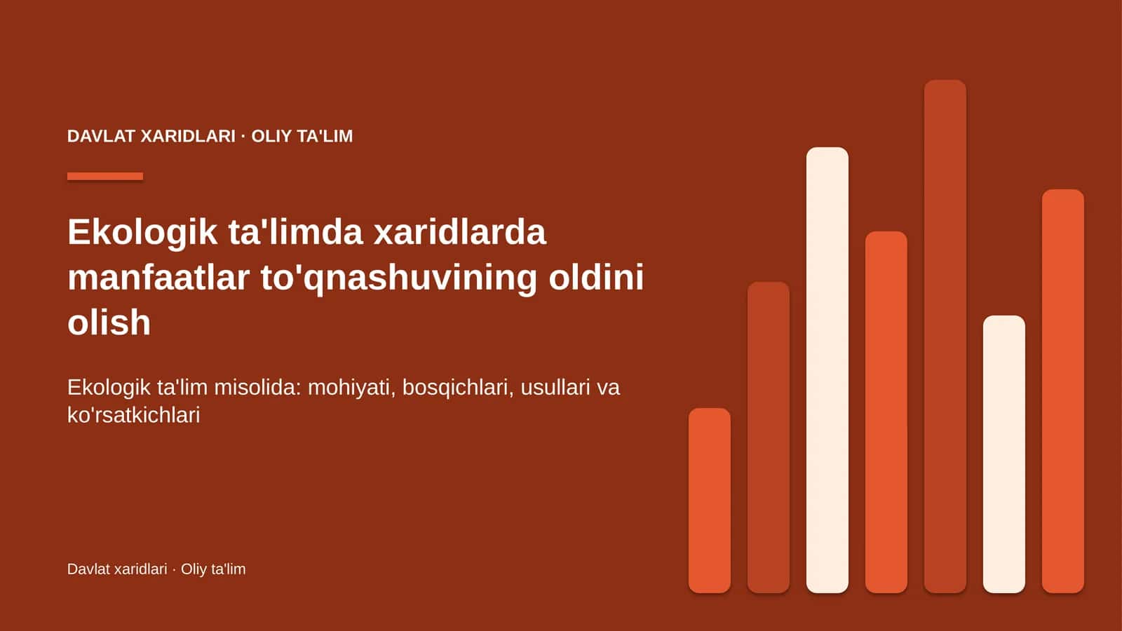 Ekologik ta'limda xaridlarda manfaatlar to'qnashuvining oldini olish