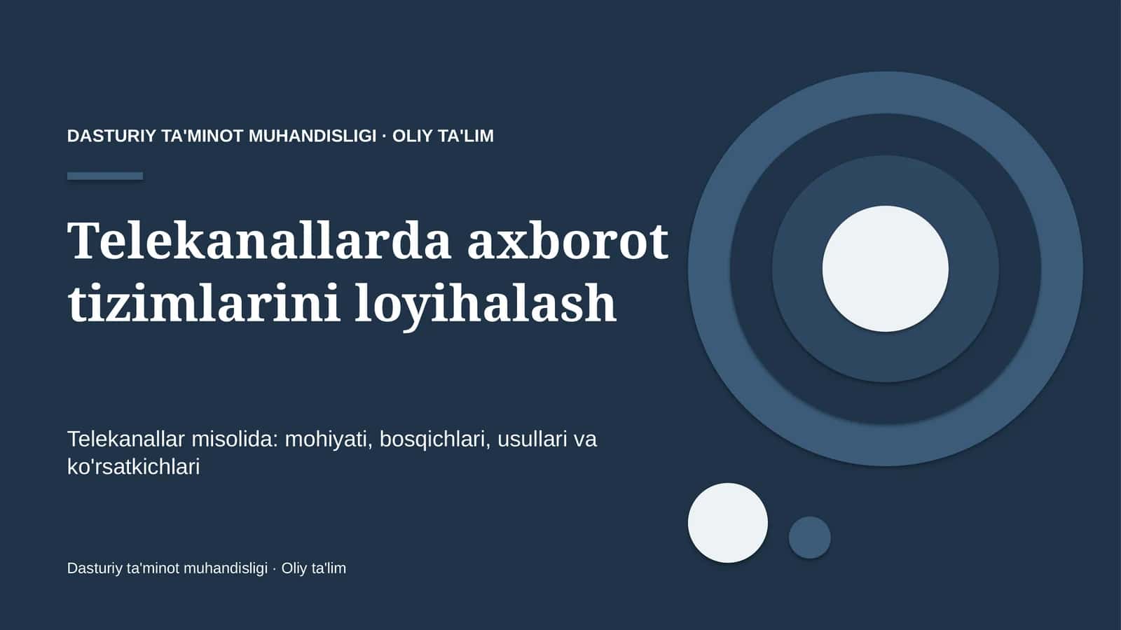 [Telekanallarda axborot tizimlarini loyihalash]