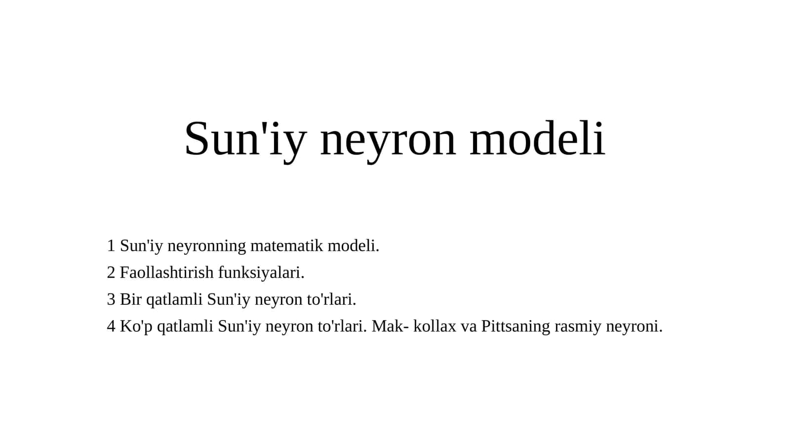 Sun'iy neyron modeli