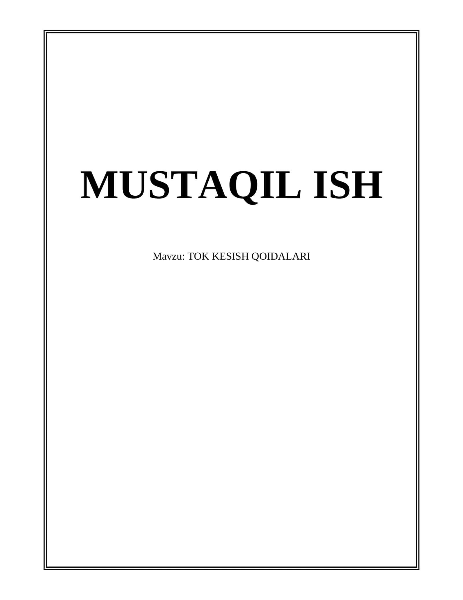 TOK KESISH QOIDALARI