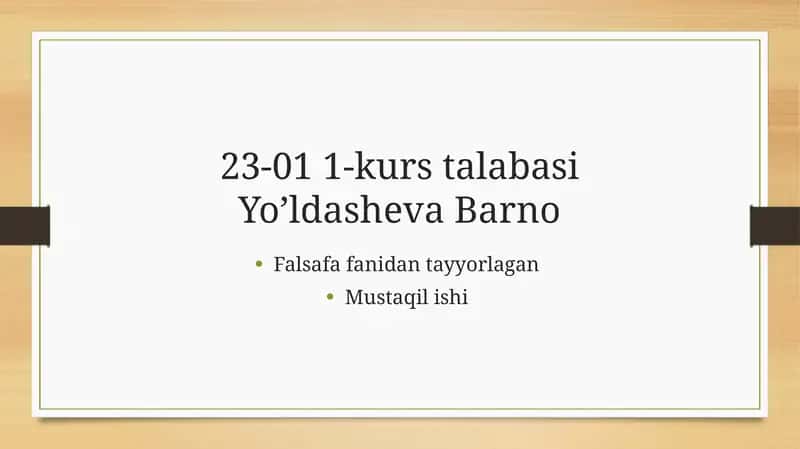 Falsafa fanidan tayyorlagan