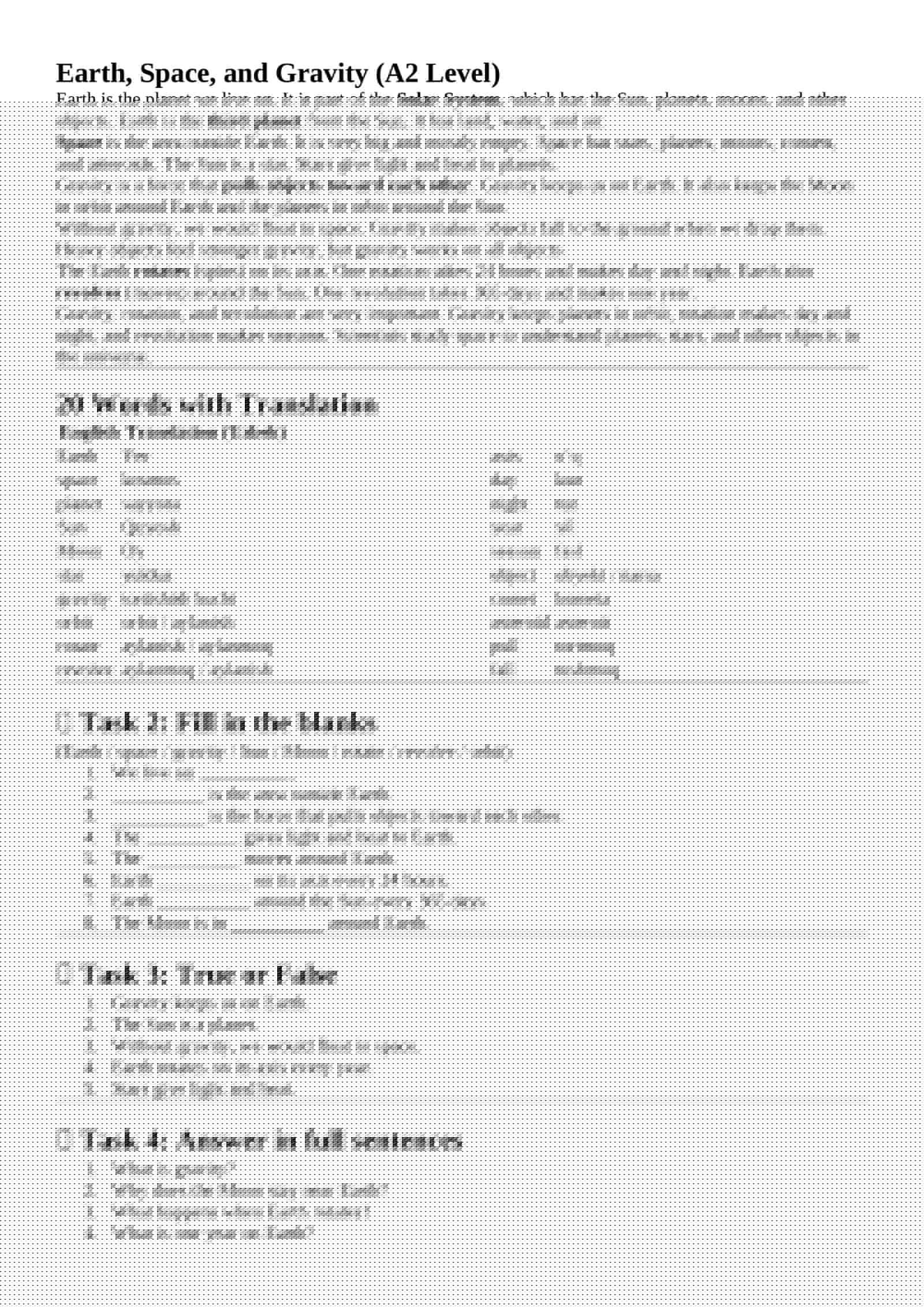 Earth, Space, and Gravity (A2 Level)