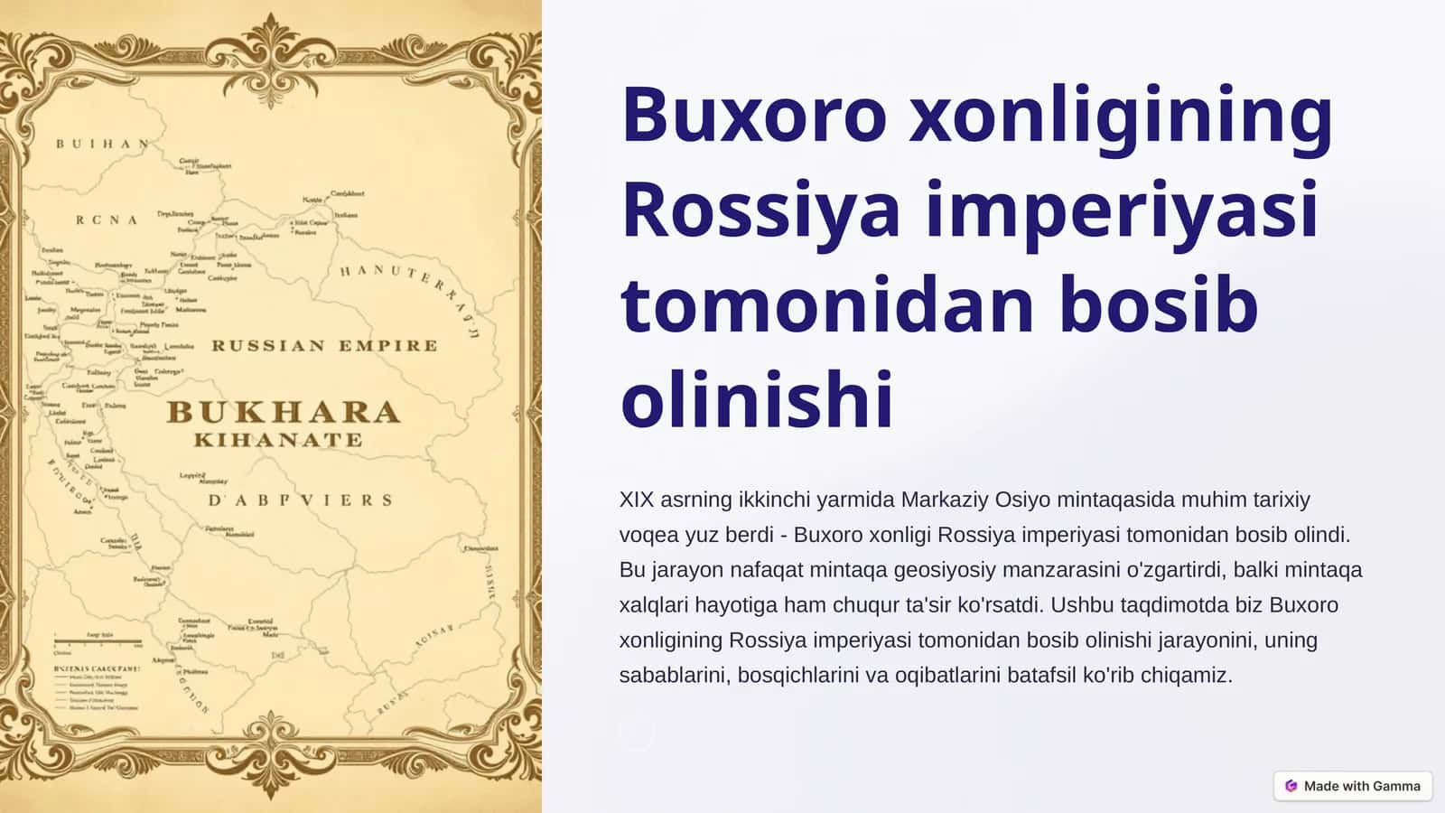Buxoro xonligining Rossiya imperiyasi tomonidan bosib olinishi