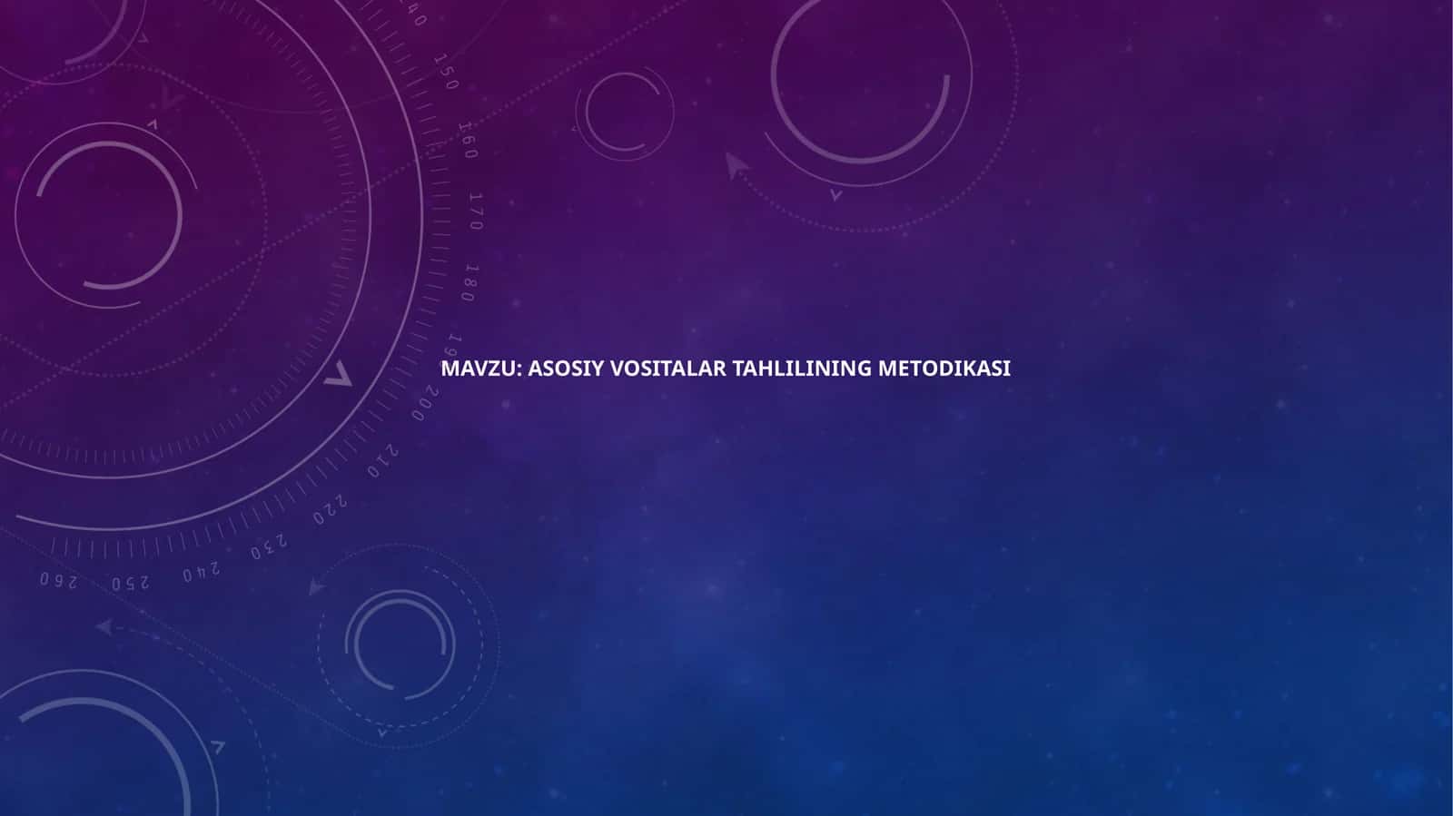 Asosiy vositalar tahlilining metodikasi
