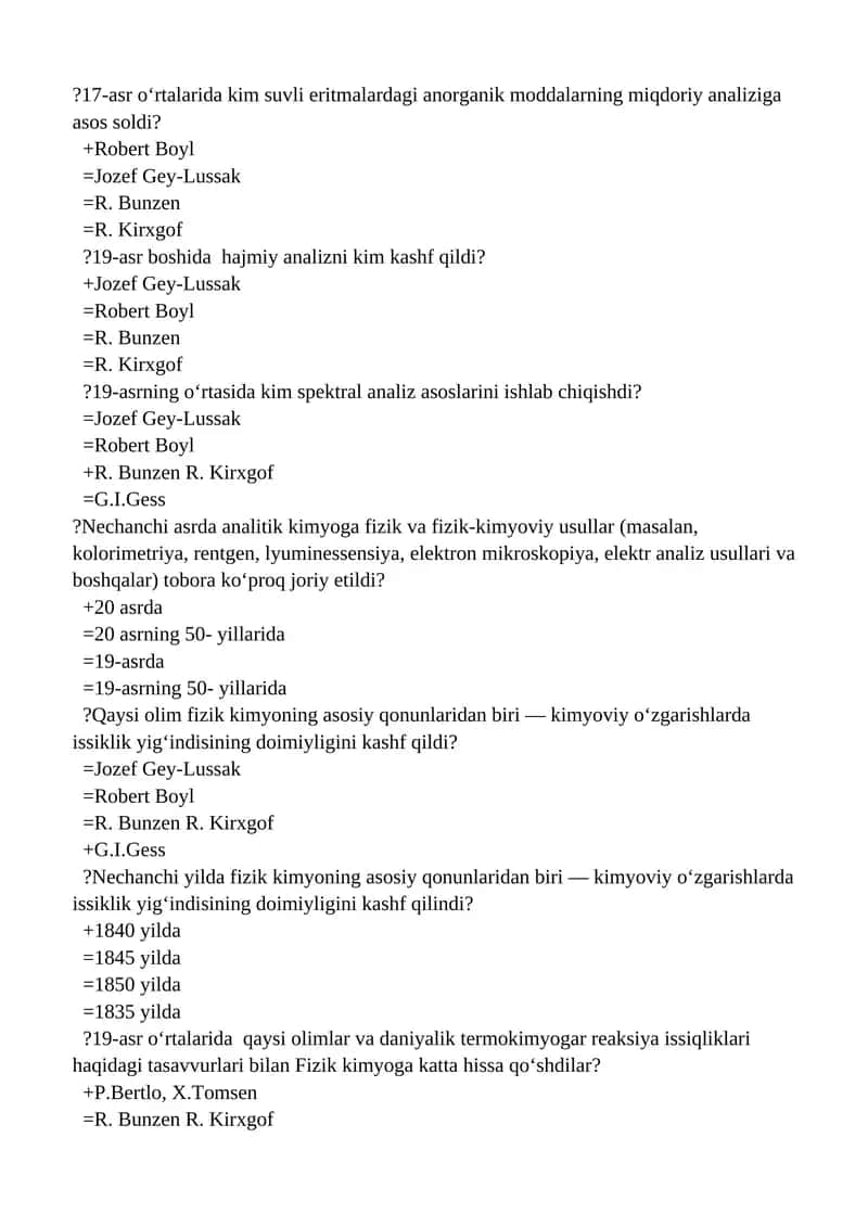 17-asr o‘rtalaridakim suvli eritmalardagi anorganik moddalarning miqdoriy analiziga asos soldi?
