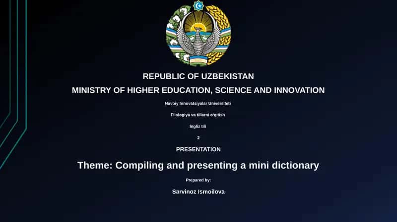 Compiling and presenting a mini dictionary