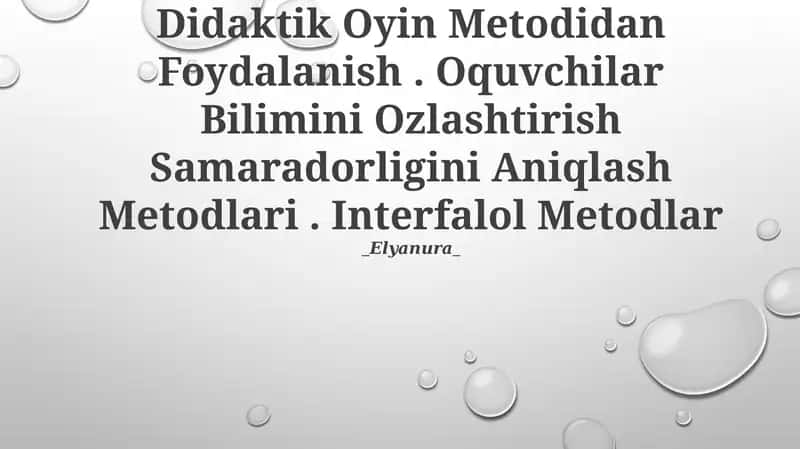 O‘qitishda didaktik o‘yin usuli