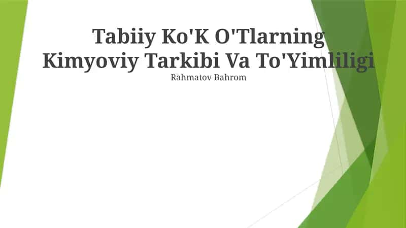 Tabiiy Ko'K O'Tlarning Kimyoviy Tarkibi Va To'Yimliligi