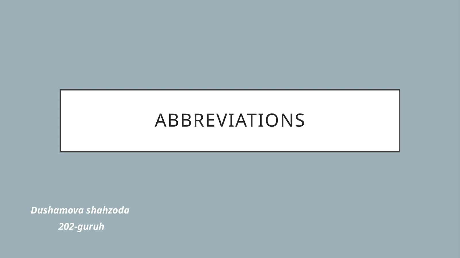 Abbreviations