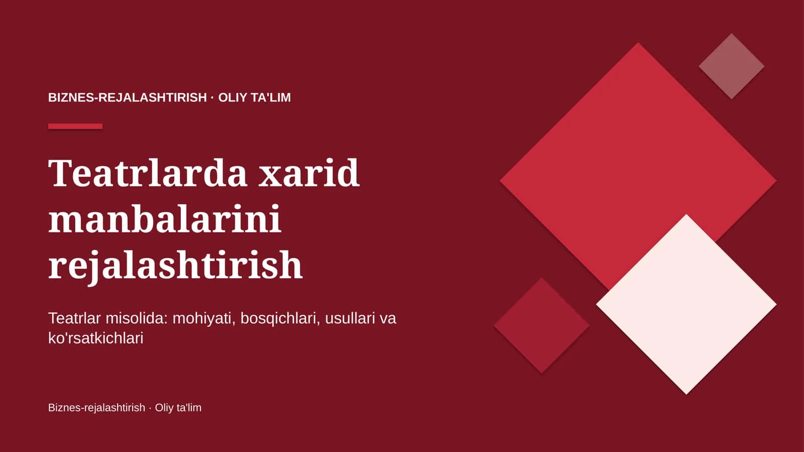 Teatrlarda xarid manbalarini rejalashtirish