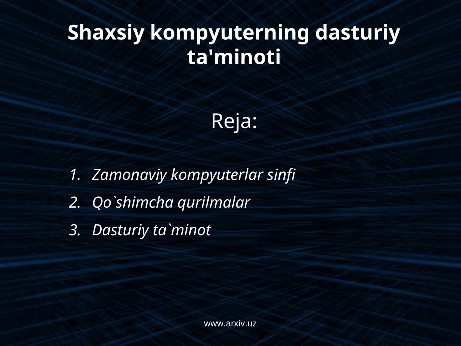 Shaxsiy kompyuterning dasturiy ta'minoti