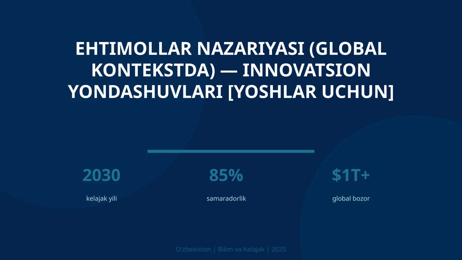 Ehtimollar Nazariyasi (Global Kontekstda) - Innovatsion Yondashuvlari [Yoshlar Uchun]