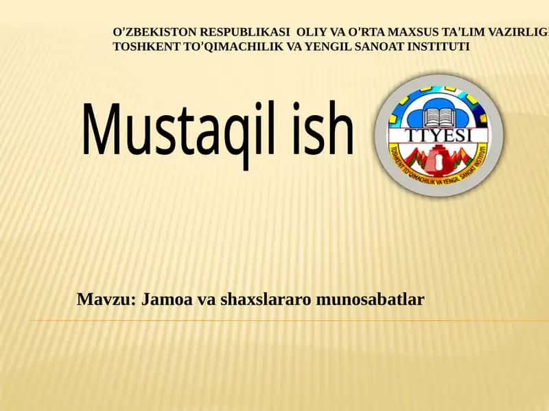 Jamoa va shaxslararo munosabatlar