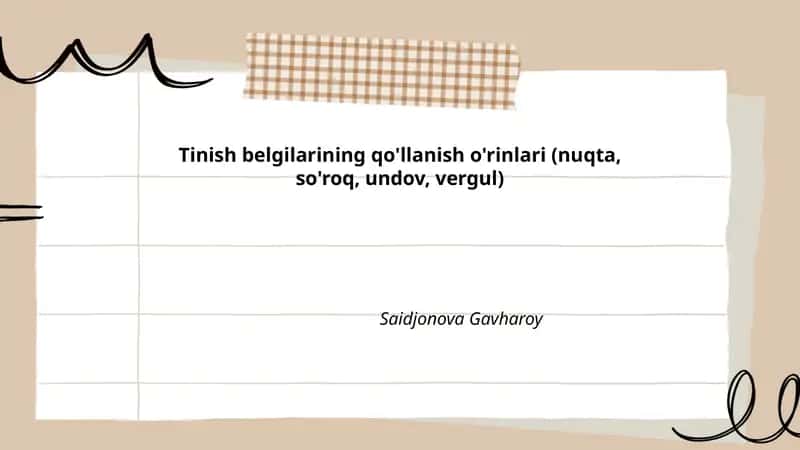 Tinish belgilarining qo'llanish o'rinlari