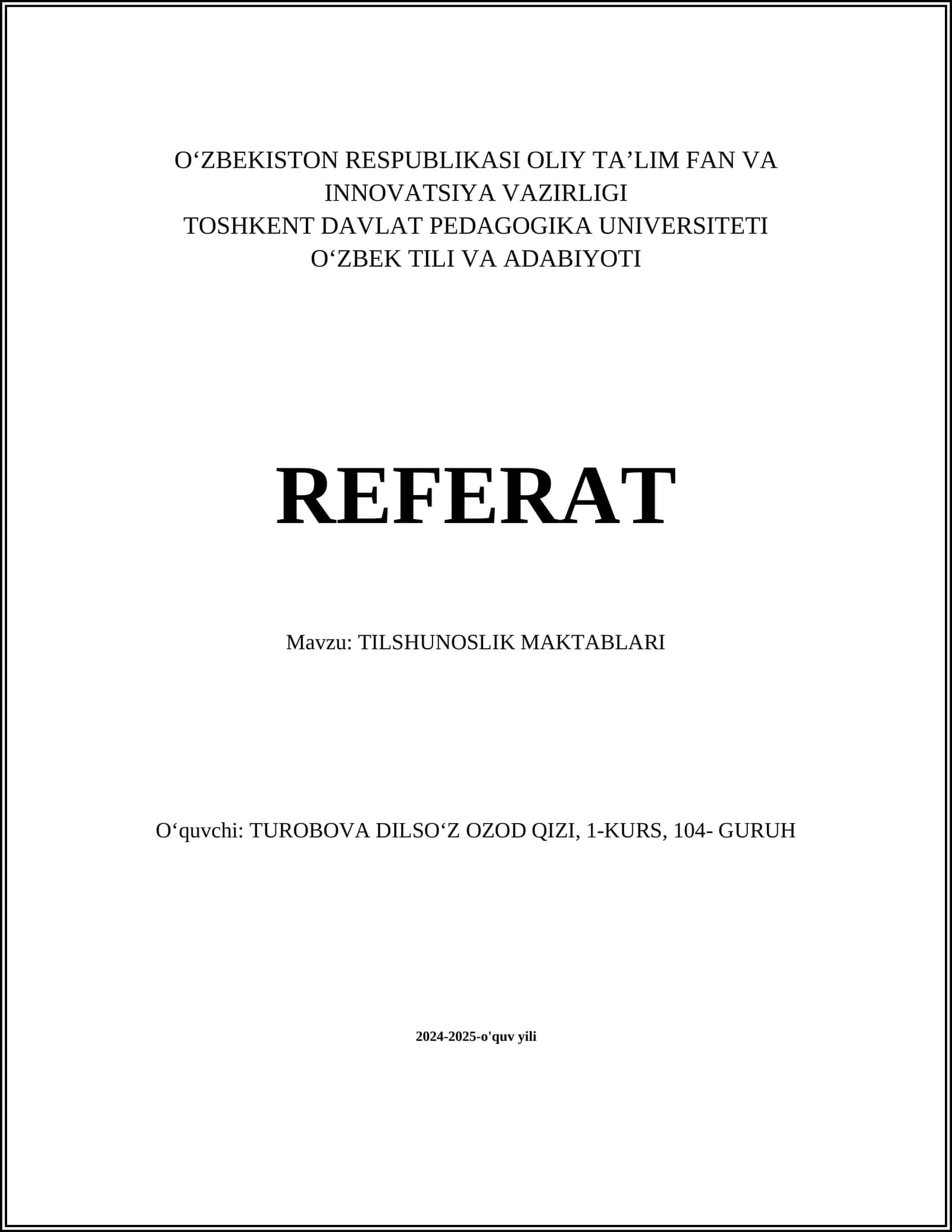 TILSHUNOSLIK MAKTABLARI