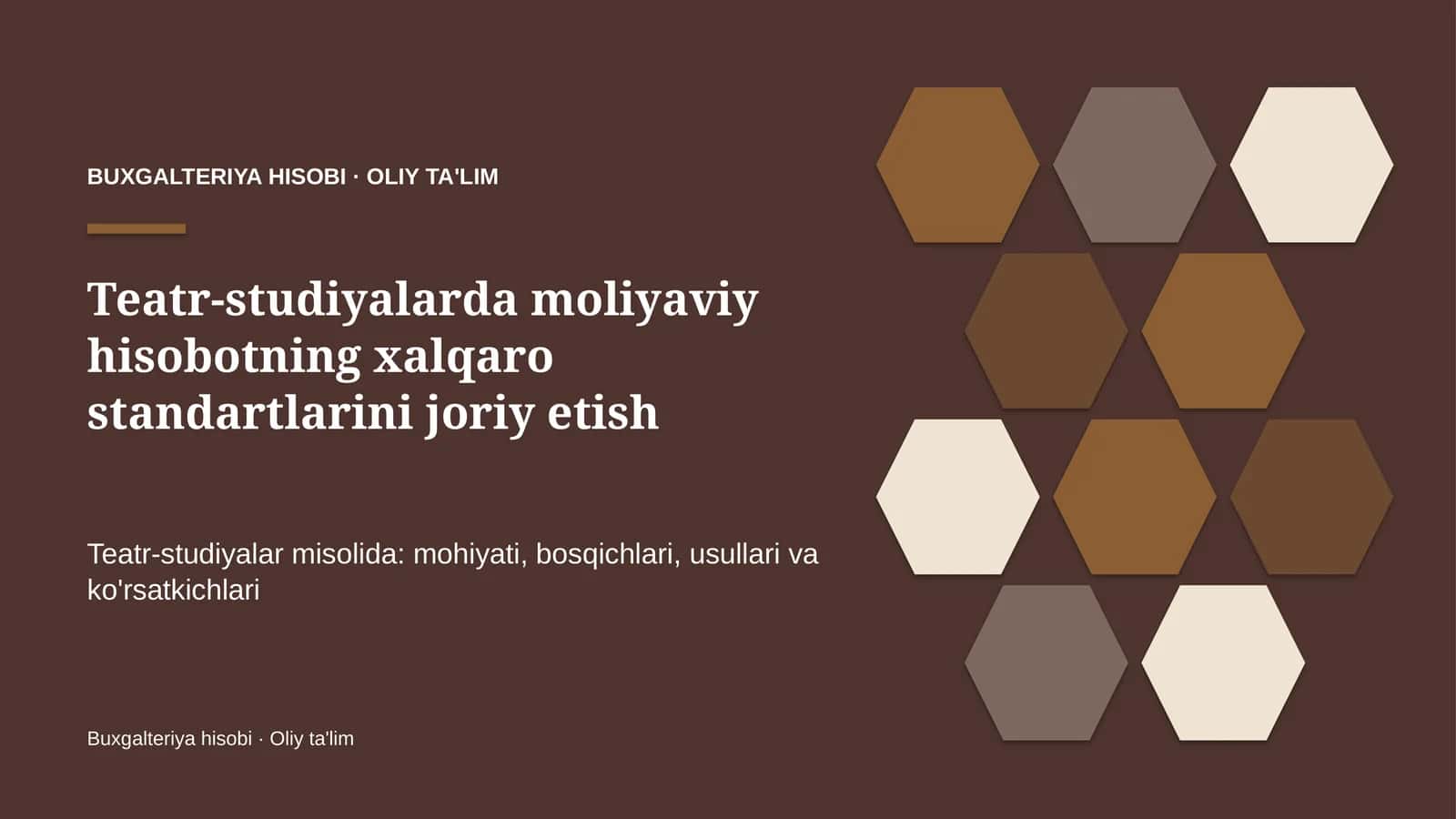 Teatr-studiyalarda moliyaviy hisobotning xalqaro standartlarini joriy etish