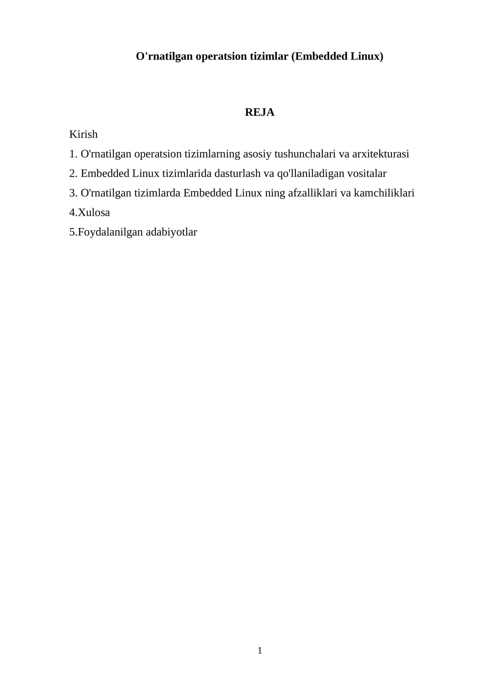 O'rnatilgan operatsion tizimlar (Embedded Linux)