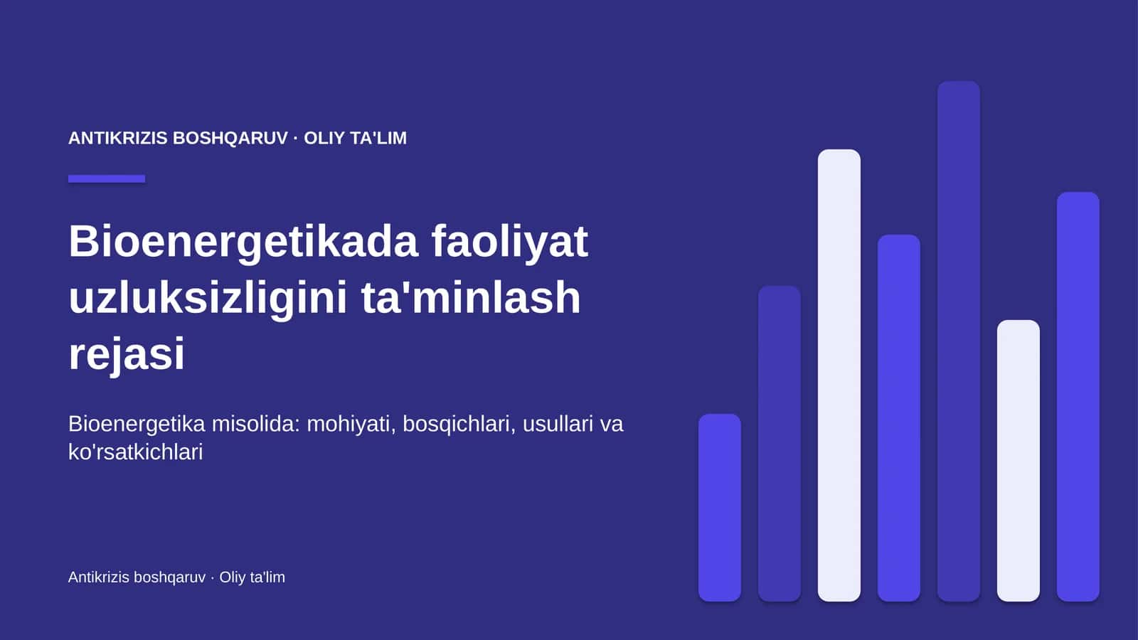 [Bioenergetikada faoliyat uzluksizligini ta'minlash rejasi]