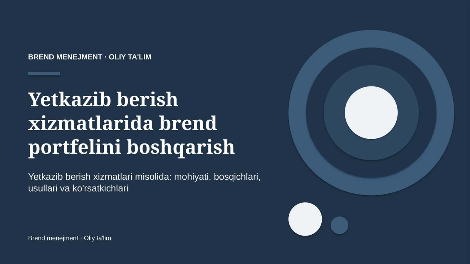 Yetkazib berish xizmatlarida brend portfelini boshqarish