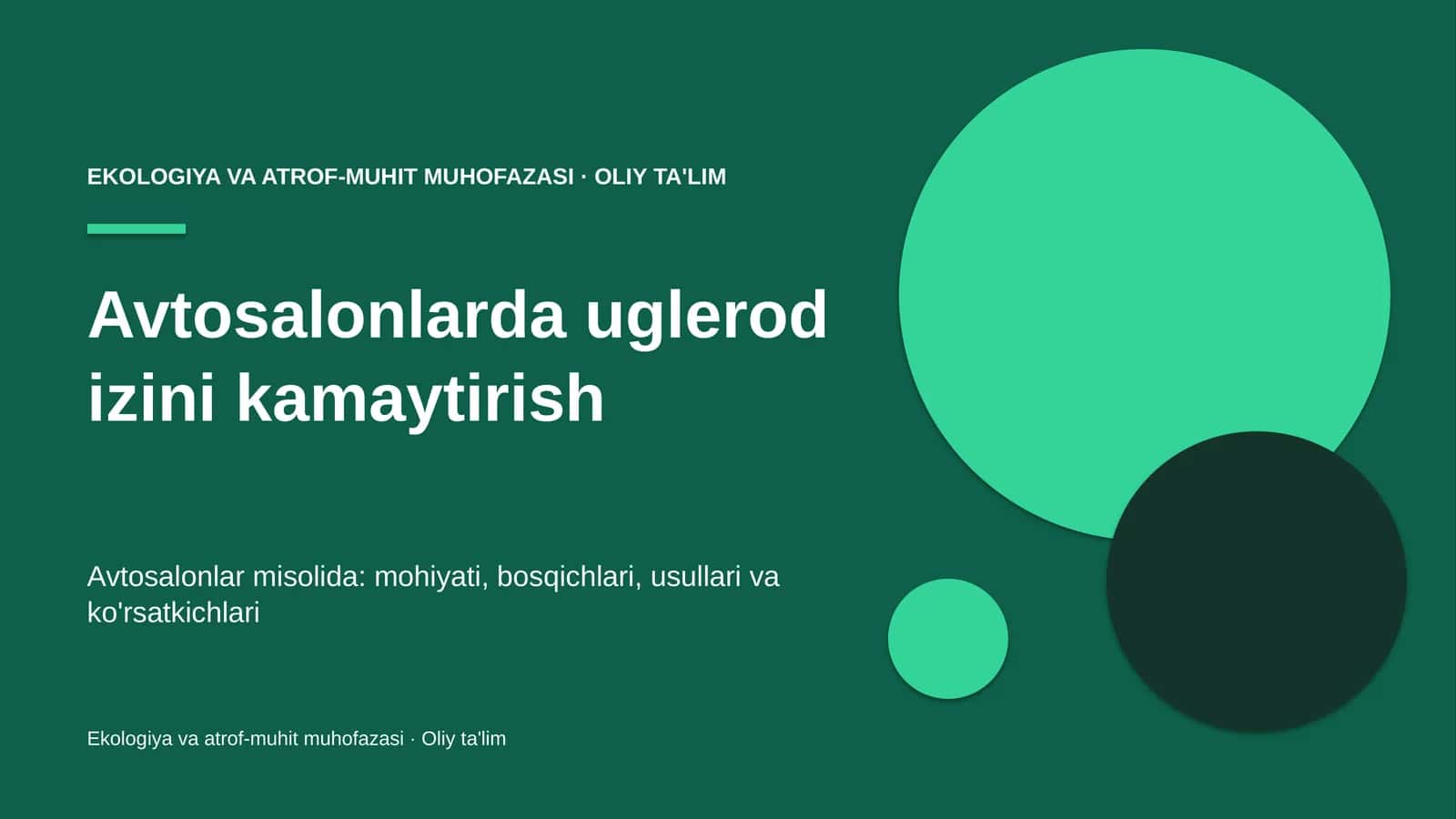 Avtosalonlarda uglerod izini kamaytirish