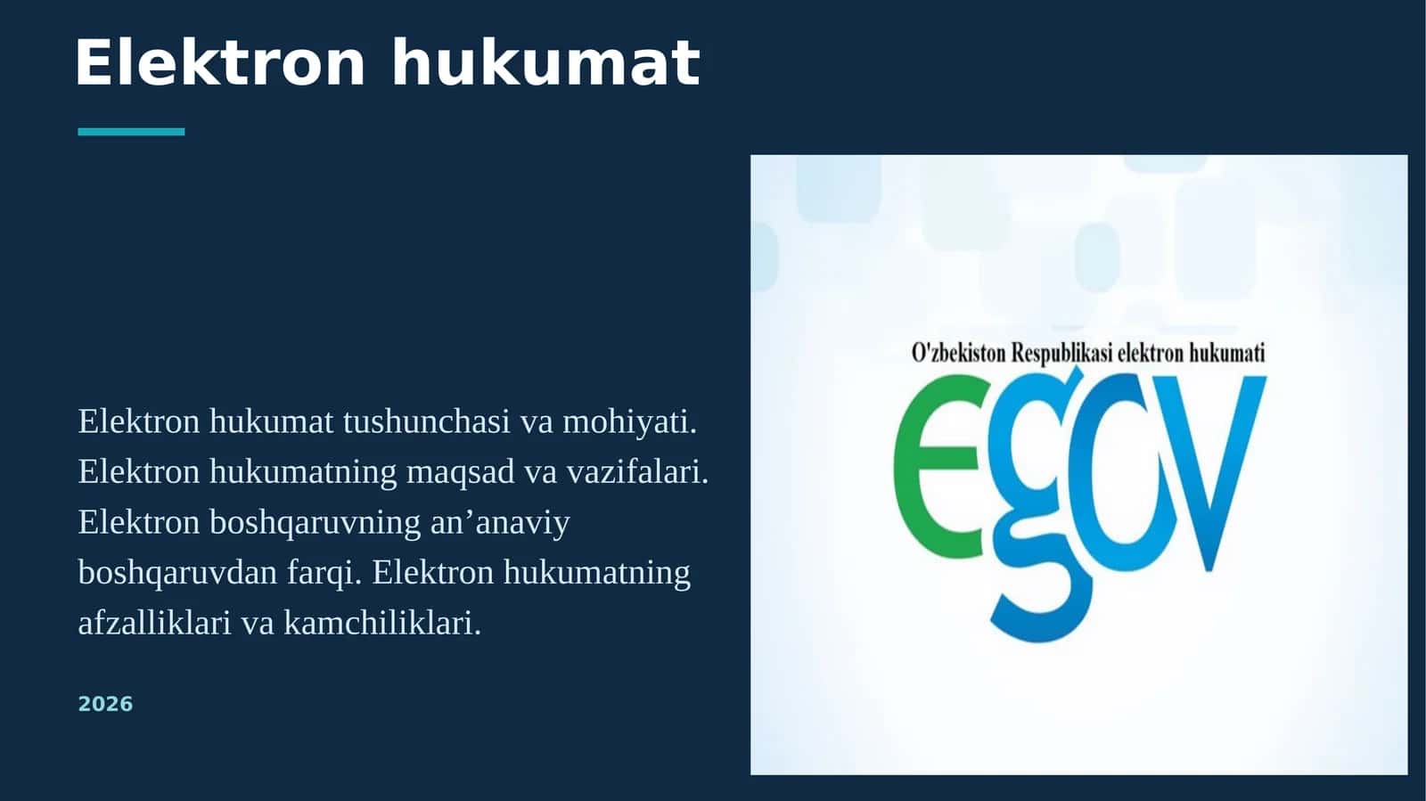 Elektron hukumatning asosiy maqsadi va tushunchasi