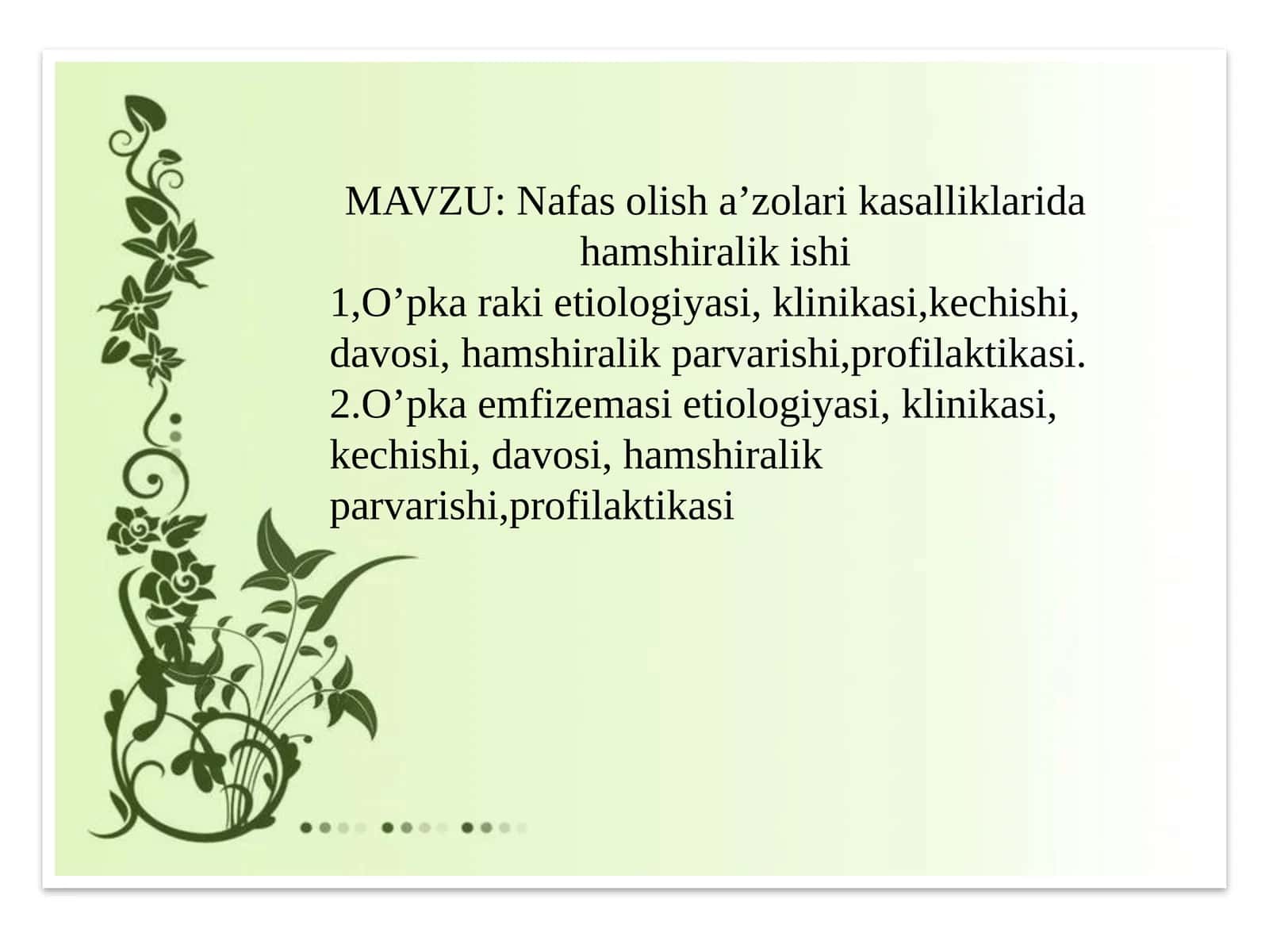 O'pkaraki kasalliklari va ularni davolash