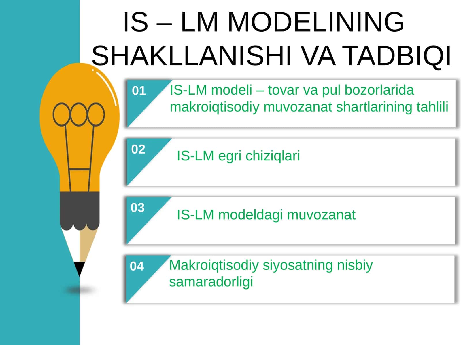 IS - LM MODELINING SHAKLLANISHI VA TADBIQI