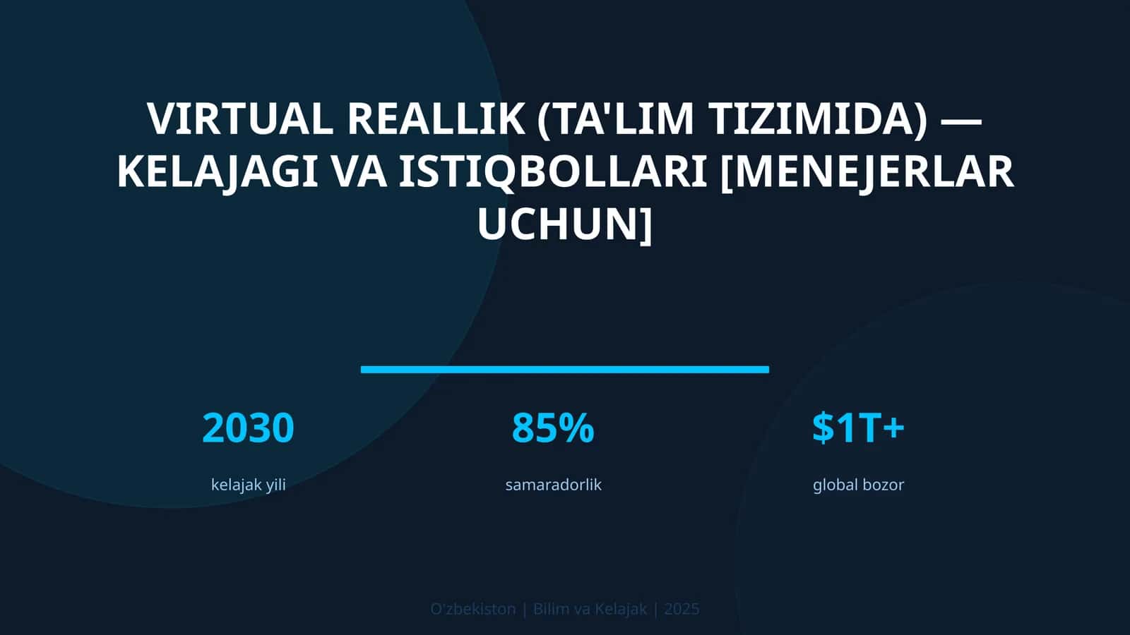 VIRTUAL REALLIK (TA'LIM TIZIMIDA) — KELAJAGI VA ISTIQBOLLARI [MENEJERLAR UCHUN]