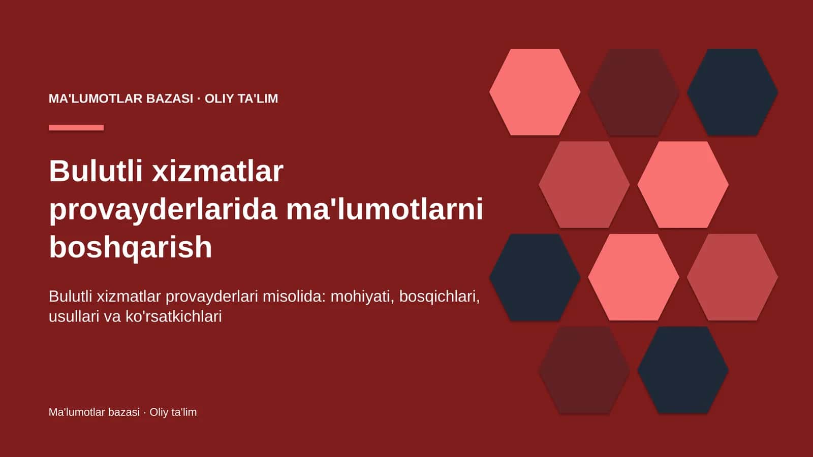 Bulutli xizmatlar provayderlarida ma'lumotlarni boshqarish