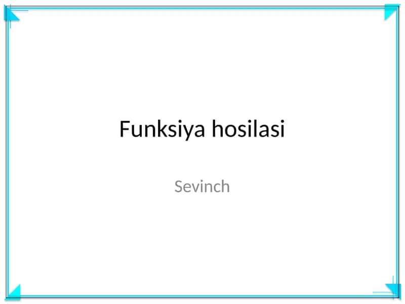 Funksiya hosilasi