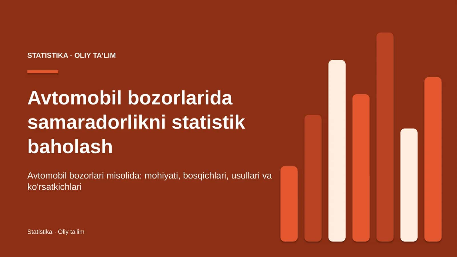 Avtomobil bozorlarida samaradorlikni statistik baholash