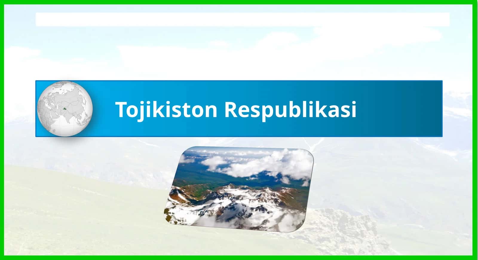 Tojikiston Respublikasi. 10-sinf Geografiya dars ishlanma