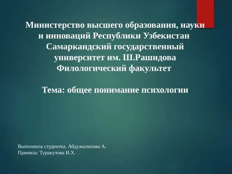 общее понимание психологии