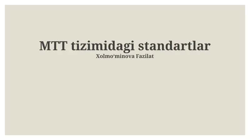 MTT tizimidagi standartlar