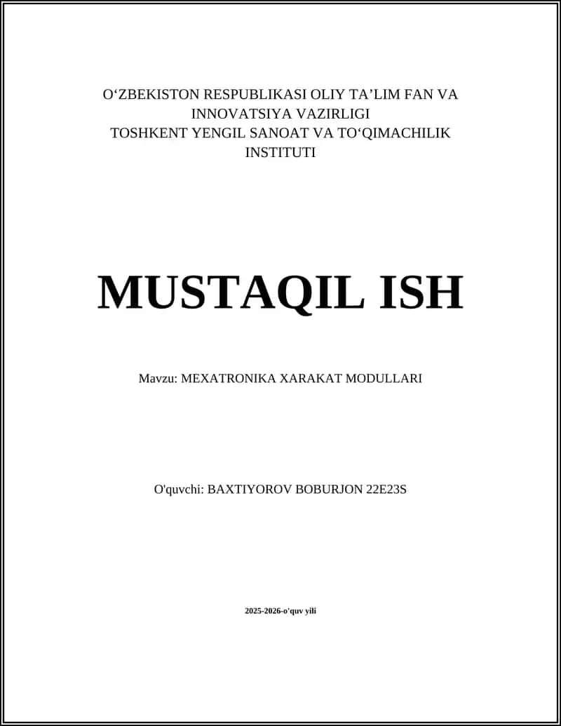 MEXATRONIKA XARAKAT MODULLARI