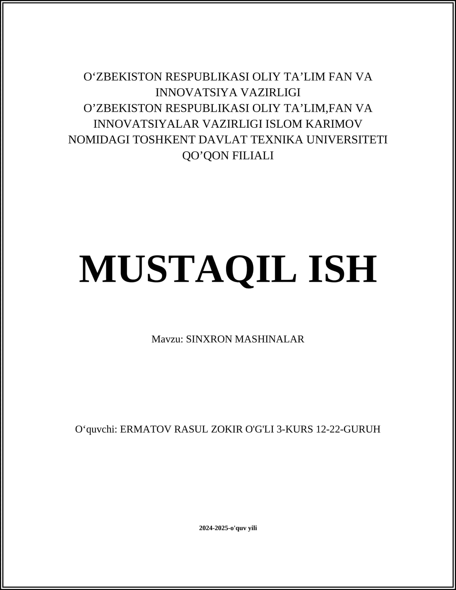 SINXRON MASHINALAR