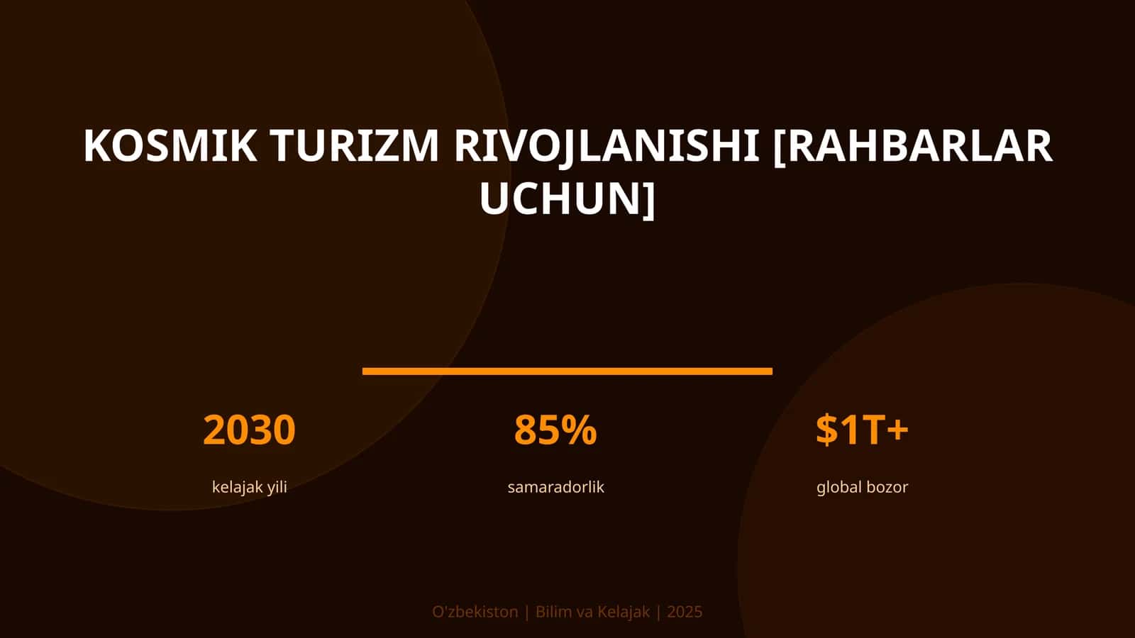 Kosmik turizm rivojlanishi [rahbarlar uchun]