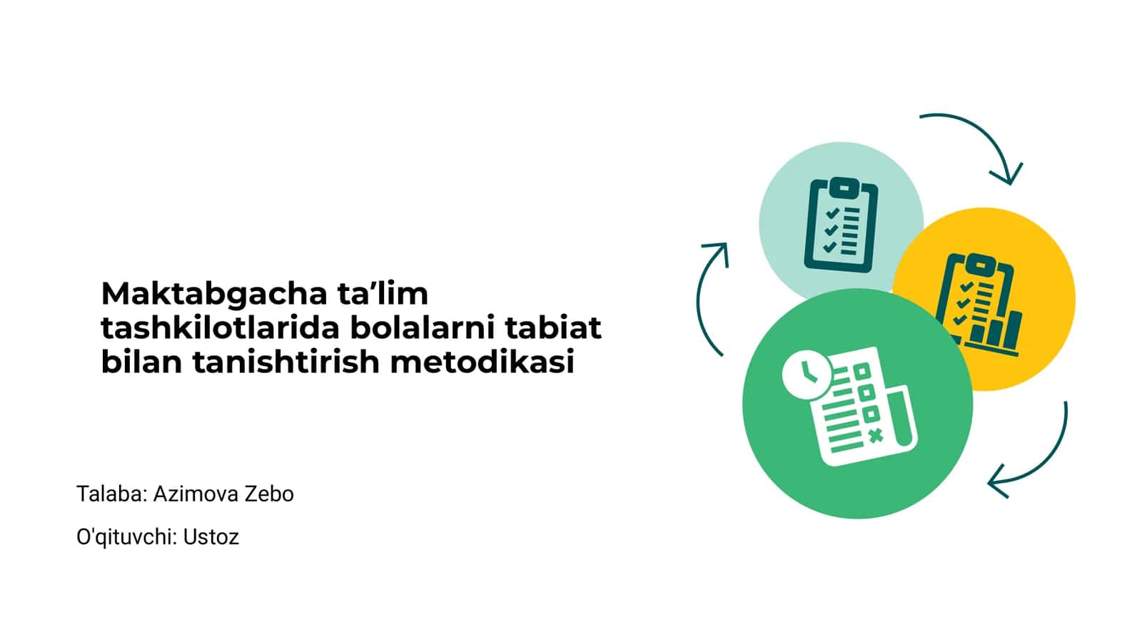 Maktabgacha taʼlim tashkilotlarida bolalarni tabiat bilan tanishtirish metodikasi