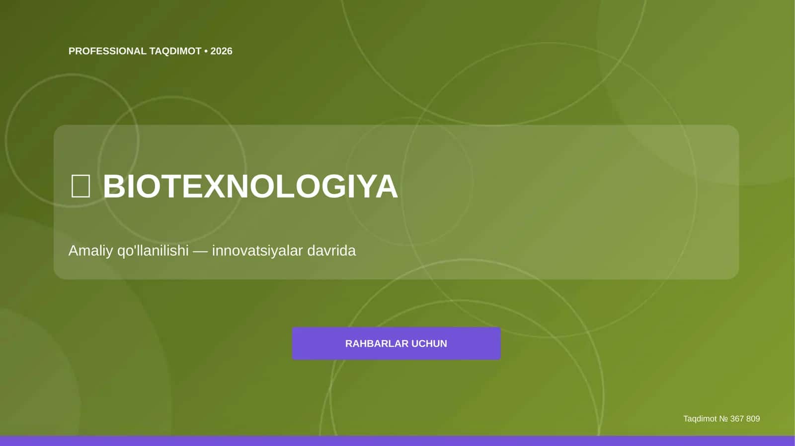 Biotexnologiya: amaliy qo'llanilishi (innovatsiyalar davrida) [rahbarlar uchun]