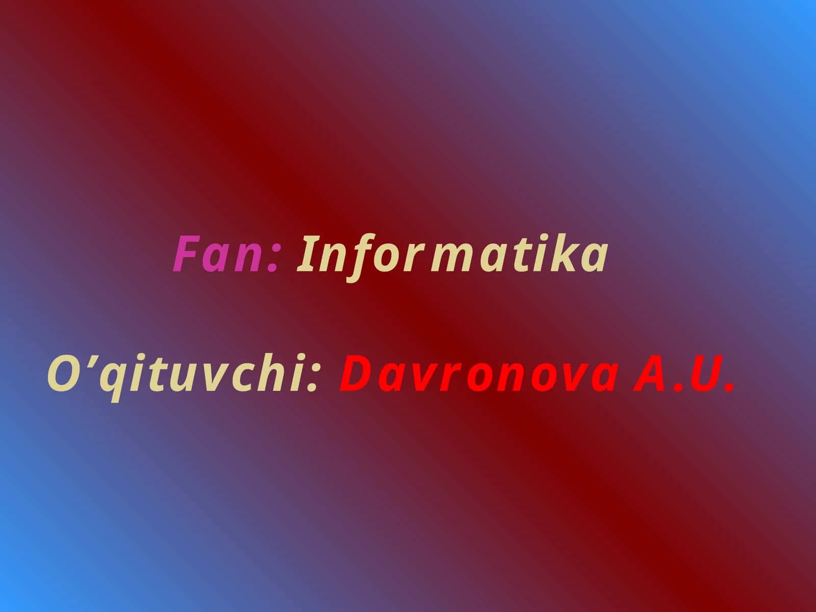 Darsning mavzusi: Matematik formulalar bilan ishlash
