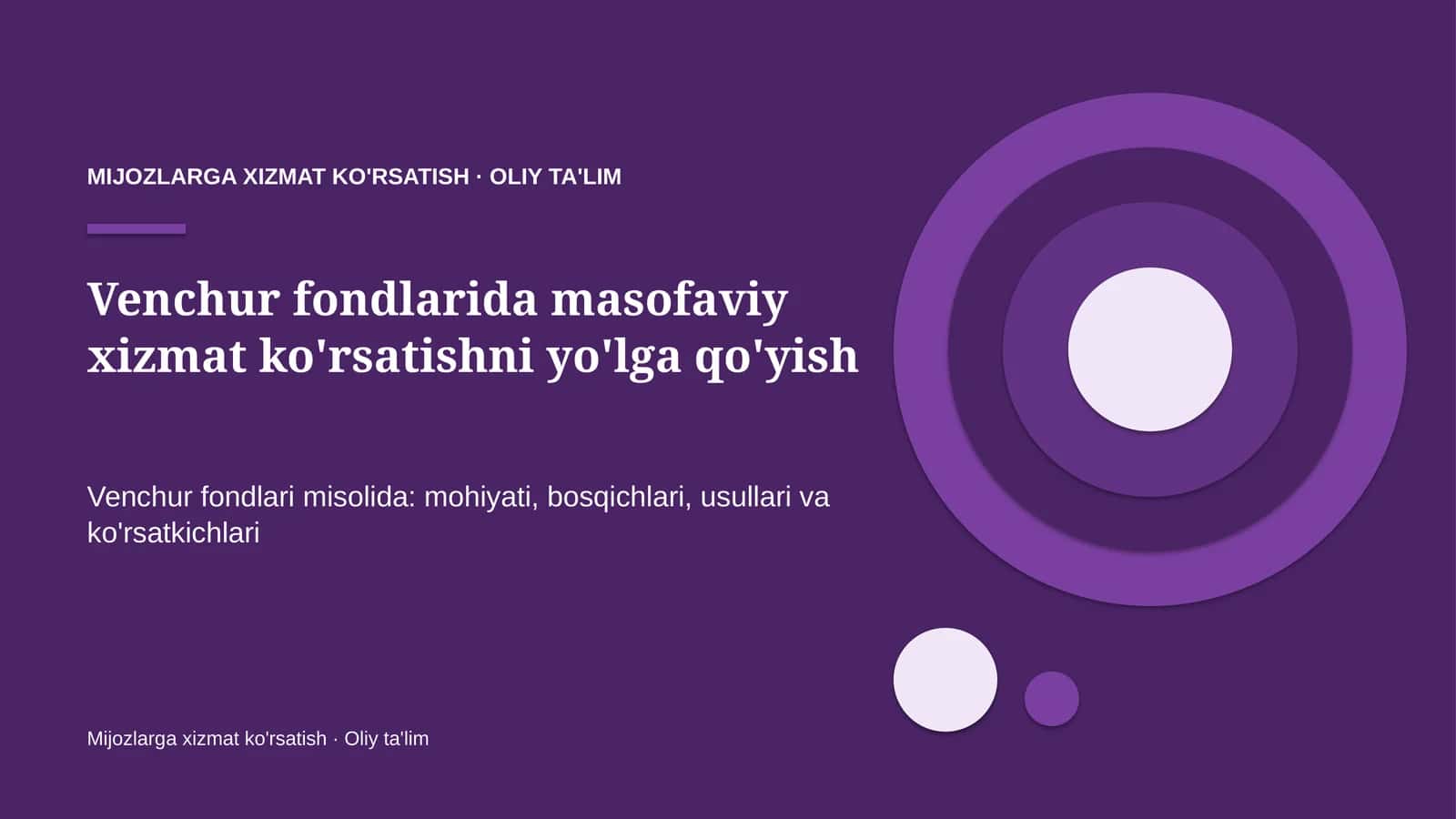 venchur fondlarida masofaviy xizmat ko'rsatishni yo'lga qo'yish 2975