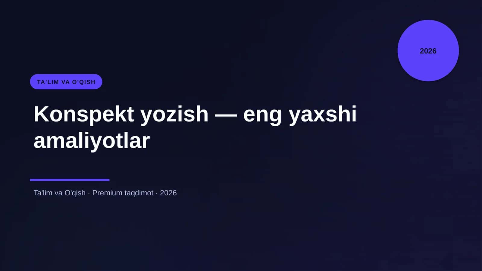 Konspekt yozish — eng yaxshi amaliyotlar