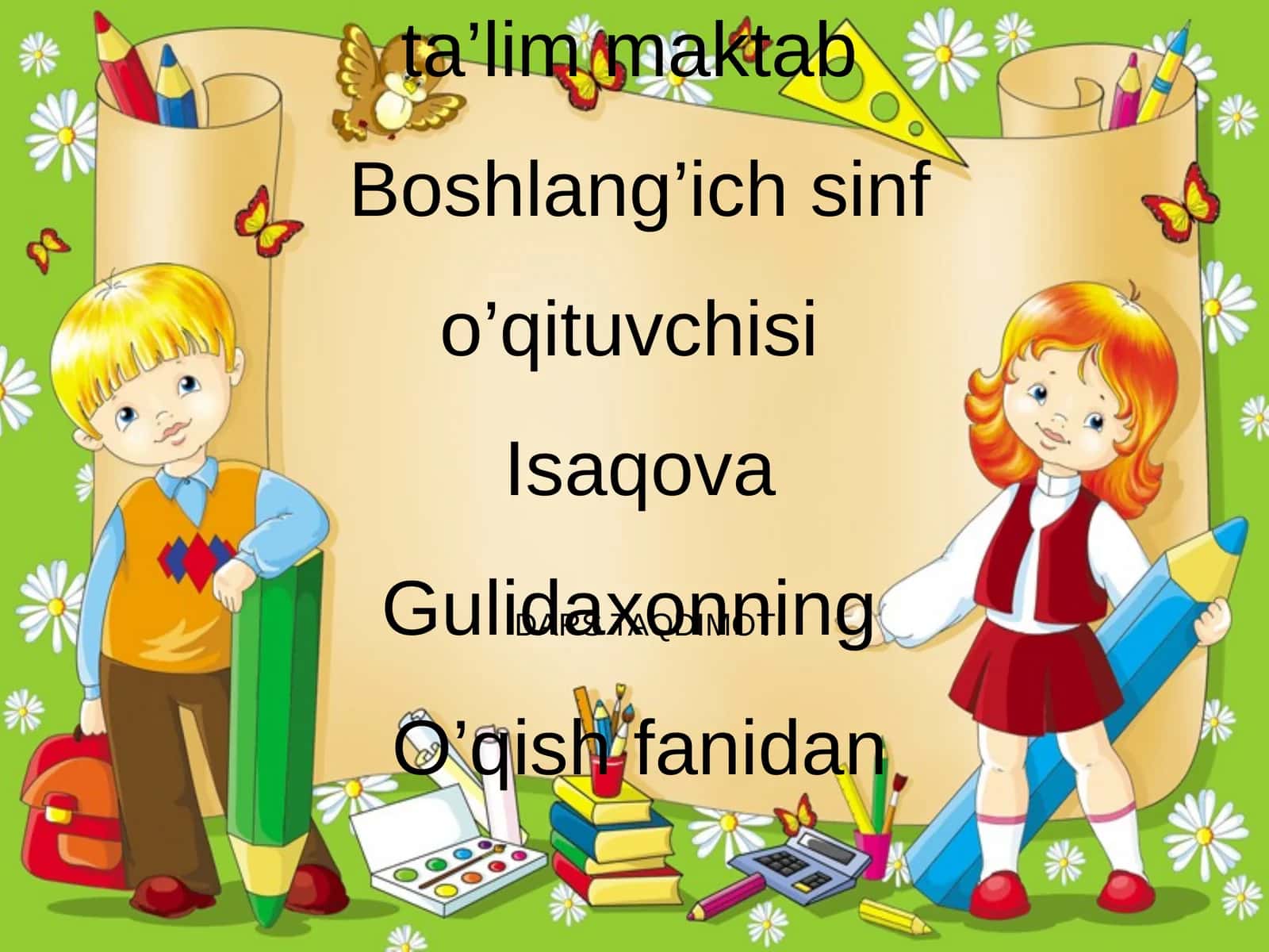 DARS TAQDIMOTI “Qishto’zg’itarmomiqpar”