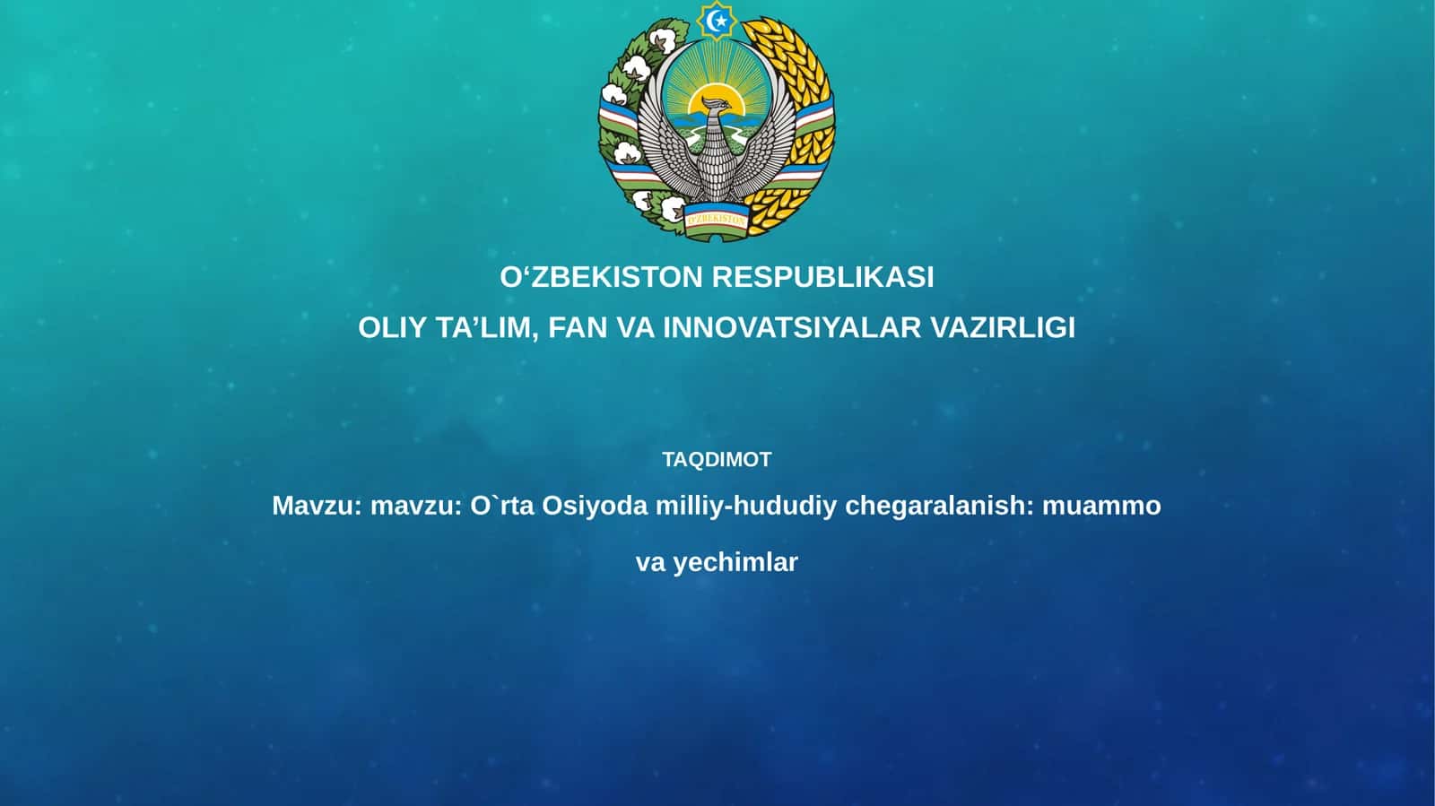 O`rta Osiyoda milliy-hududiy chegaralanish: muammovayechimlar