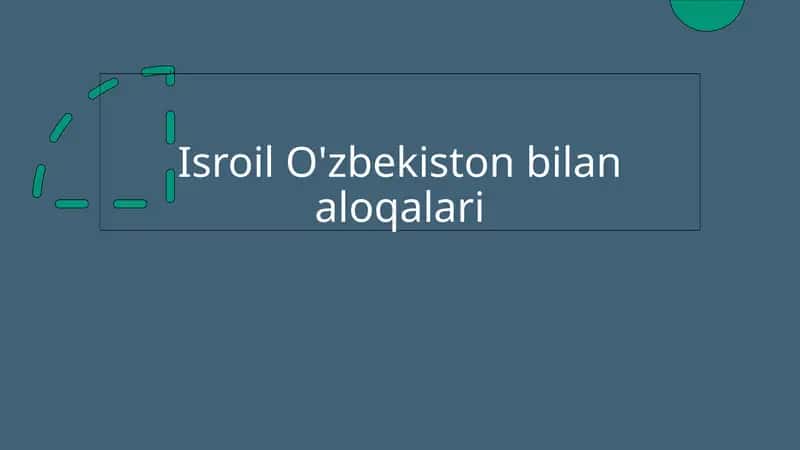 Isroil O'zbekiston bilan aloqalari