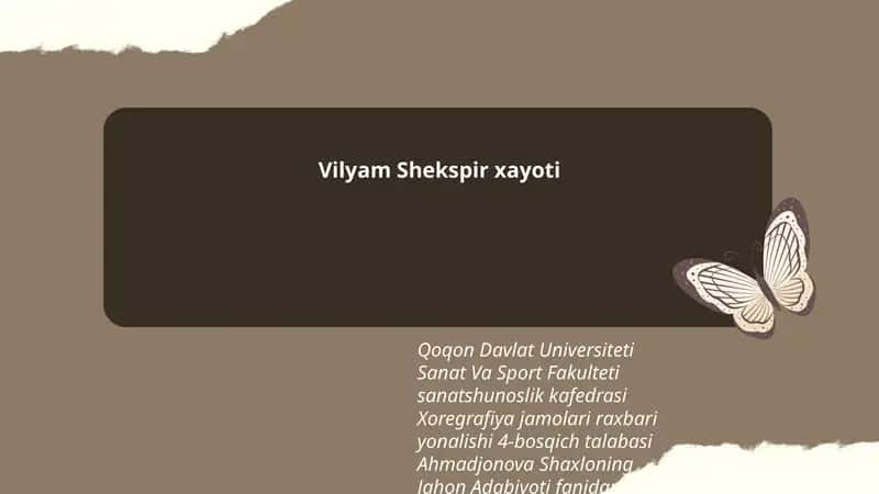 Vilyam Shekspir xayoti