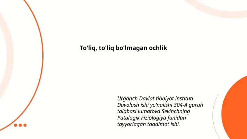 Patalogik Fiziologiya fanidan tayyorlagan taqdimot ishi